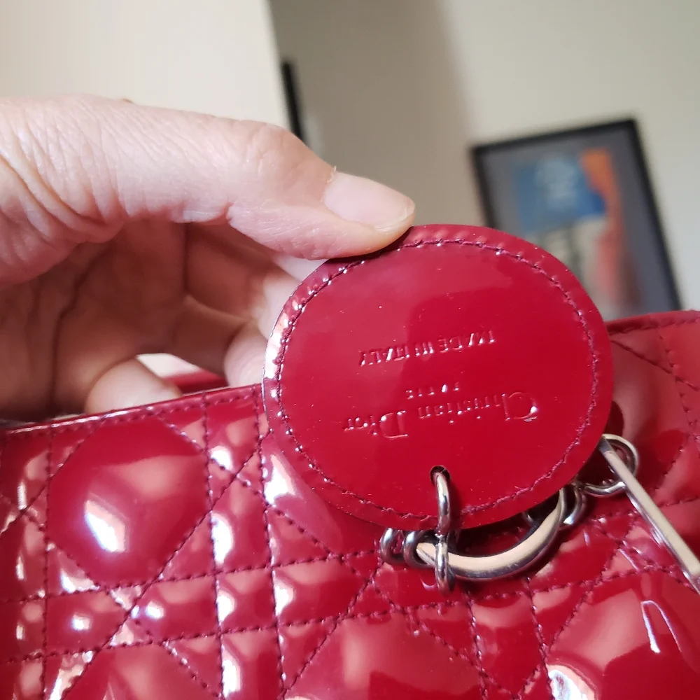 Lady D.ior red patent silver hw medium bag - Picture 12 of 12